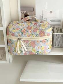 大容量印花化妆包，带提手，便携式化妆工具收纳包，加厚印花化妆包，女士旅行收纳包，化妆品包，旅行洗漱包，家居必备