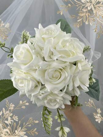 1pc Mini Bridesmaid Rose Bouquet Artificial Flowers For Wedding, Party, Photo Shoot Decoration Valentine's Day