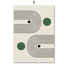 1 pièce Œuvre murale d'art moderne minimaliste aux lignes de couleur verte Bauhaus. Affiche, impression sur canevas, peinture abstraite pour la décoration du salon, sans cadre