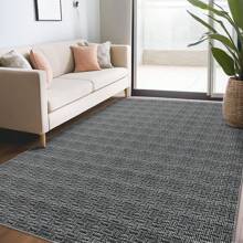 Area Rug Modern Solid Washable Rug Contemporary Braided Print Living Room Rug Soft Non Slip Farmhouse Rug Indoor Low Pile Non-Shedding Woven Textured Throw Rugs For Bedroom Office - Black-5*7FT - View 1