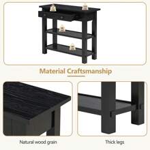 MERAX Retro Console Table With Drawer And Two Sturdy Shelves For Entryway, Living Room - 黑色 - 查看 5