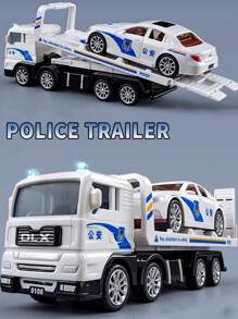 2件套汽车拖车套装，包含一辆玩具车，男孩合金模型工程车卡车，男孩玩具，圣诞礼物，生日礼物，返校礼物 - 警車+警車拖車 - 查看 7