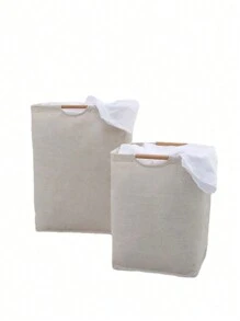 1pc Foldable Large Dirty Clothes Laundry Basket, Waterproof Linen Fabric Storage Bin For Toys, Home Use Washing Bin Laundry Hamper, Washing Basket Bathroom Organizer, Basket, Storage Basket, Foldable Laundry Basket