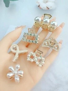 5-10 piezas Ganchos para el cabello de mujer con metal y rhinestones, Pinzas de pelo elegantes, Accesorios de moda