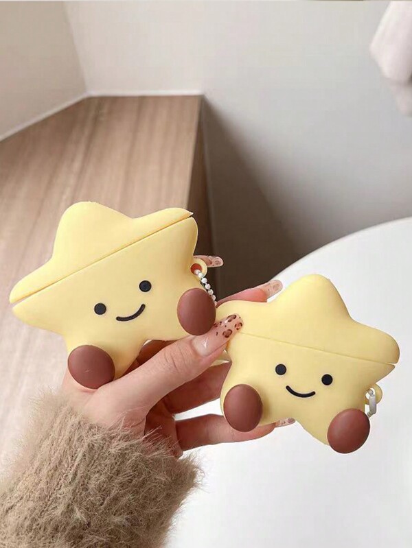 1 pieza Estuche protector de silicona minimalista con diseño lindo de estrella, luna y cara sonriente, compatible con el estuche de carga de la 2da generación y la 1ra generación de Apple