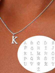 1 pieza Cadena cubana de 45 cm con 26 letras, collar con inicial en inglés, duradero, versátil, de moda, regalo ideal para el Día de San Valentín, Navidad, Día del Padre para familiares y amigos