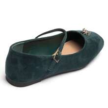 Women's Flat Shoes With Straps And Decoration, Classic Style - Green - View 4