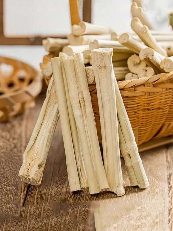50g natürliche süße Bambuszahnstöcke, Kaninchen Bambuszahnstöcke für Kleintiere, süße natürliche Bambuszahnstöcke zum Zähneputzen, geeignet für Eichhörnchen und Meerschweinchen