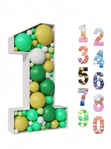 1PC Giỏ kỹ thuật số khảm bóng bay màu trắng cho đồ dùng tiệc tùng, Khung kỹ thuật số khảm bóng bay trang trí sinh nhật, Bìa cứng trang trí tiệc - trắng - Xem 8