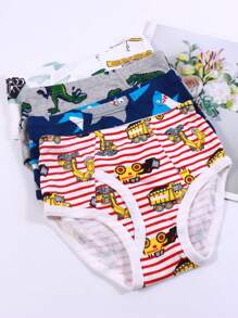 Young Boy 6 Pieces Soft Cotton Underwear Truck Dinosaur Multipacks Briefs Undies