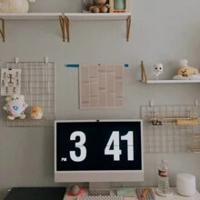 1pc Wall-Mounted Wire Grid Panel Organizer Hanging Display And Wall Storage Organizer Multiple-Purpose Storage Mesh Shelf Rack Holder Organizer Wire Notice Board Hanging Home Office & Kitchen Decor Photo Board Room Decor