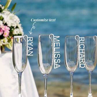 1pc Personalized Name Tag, Custom Wedding Logo, Acrylic Place Card, Glass Name, Cup Business Card, Table Decoration, Glass Decoration, A Unique Gift For Celebrations, Parties And Birthdays, Wedding Mug Name Tag, Reusable, Multi-Functional, Ornamental, Stylish, Exquisite, High-Quality, Custom, Personalized, Unique, Ideal Gifts For Him, Ideal Gifts For Her, Her, Boyfriend, Girlfriend, Dad, Mom, Family, Friends, Son, Daughter, School Students, Workers, Kids, Office, Tea Room, School, Home,Wedding Essentials,Customized Festival Party Supplies,Warm Ambience