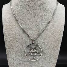 Large Talisman Baphomet Stainless Steel Necklace Goth Pagan Pentagram For Men Satan Gothic Goat Jewelry Satan Amulet - Multicolor - View 8