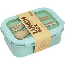 Lonchera para adultos, contenedores Bento con almacenamiento de vajilla, caja Bento de estilo japonés con 2 compartimentos, lonchera a prueba de fugas para cenar, trabajo, picnic, - Azul - Ver 1