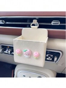 可爱汽车通风口储物袋，车载手机支架收纳袋（随机颜色黑色或白色）