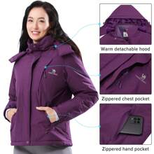 CAMEL CROWN Abrigo de invierno para mujer impermeable, chaqueta para esquí con forro térmico a prueba de viento para nieve, lluvia, actividades al aire libre, senderismo y montaña