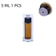 1pc 10Pcs 5 1ml 2ml 3ml Amber Of Glass Essential Oil Bottle, Mini Essential Oil Bottles With Orifice Reducer & Black Plastic Cap - Brown - View 9