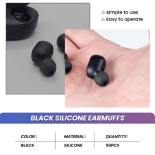 50 Pcs Black Earbuds Earpiece In Ear Buds Tip Cover Replacement - Black - View 8