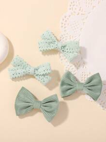 4pcs Cute Style Kids Butterfly Hair Clips, Holiday Party Girls Ponytail Clips, Travel Hair Accessories For Girls - Green - View 7