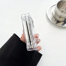 Y2K rosa Herz Liebes Muster Handyhülle mit Rundum-Schutz, klappbar, transparent, kompatibel mit Galaxy Z Flip 5, Galaxy Z Flip 4, Galaxy Z Flip 3, Galaxy Z Flip 6, stoßfeste Hartschale