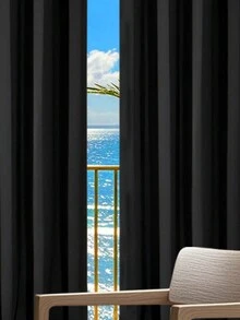 4pcs Black Out Curtains For Living Room Bedroom Balcony, Complete Set - Black - View 4