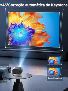 Portable Projector Android 11 5G Dual Wi-Fi 4K 8K Video Projectors Quad Core Home Theater Projector 1080p 200 ANSI 3D Projector - Red - View 4