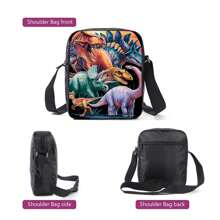 Juego de 3 mochilas escolares para niños y niñas, mochila con diseño de dinosaurio para estudiantes de escuela primaria, secundaria y preparatoria, con gran capacidad de 16 pulgadas, incluye bolsa para el hombro y estuche para lápices