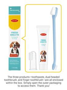 GJYC PET Kit Avanzado De Cuidado Dental Para Mascotas | Contiene Pasta De Dientes, Cepillo De Dientes Y Cepillo De Dedo | Reduce La Placa Y La Acumulación De Sarro | Seguro Para Cachorros, Kit De 3 Piezas, Sabor A Leche