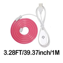 1 pezzo Striscia luminosa a LED al neon da 5V con interfaccia USB e interruttore touch, regolabile, flessibile, adatto per decorare camera da letto, soggiorno, casa, bar, interno ed esterno, include nastro biadesivo