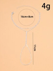 1 pièce Chaîne de main simple plaquée argent avec incrustations de strass, accessoires de fête
