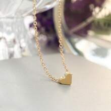 1pc High-End Alloy Heart Shaped Choker Necklace, Unique Design Personal Style, Versatile For Women Everyday Wear - Gold - View 2