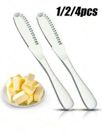 1/2/4pcs Stainless Steel Cheese Knife Cake Slicer Blade Sprinkler Butter Cheese Slicer Butter Knife Butter Knife Butter Knife Cream Knife Stainless Steel Spatula Multi-Purpose Western Food Bread And Jam Knife Household Cheese Knife,Kitchen,Christmas