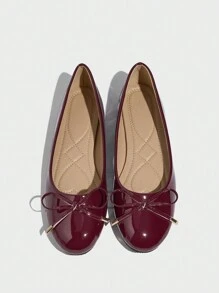 Women's Round Toe Stable And Comfortable Ballet Flats, Red Anika, Suitable For Vacation, Travel And Driving