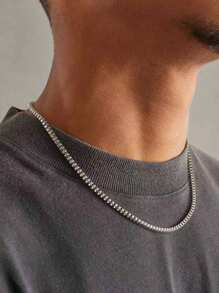 1pc 18K Gold Plated Stainless Steel Twisted Chain Necklace, Simple Design Suitable For Men's Daily Wear, Gift For Boyfriend, Father, Husband, Classmate