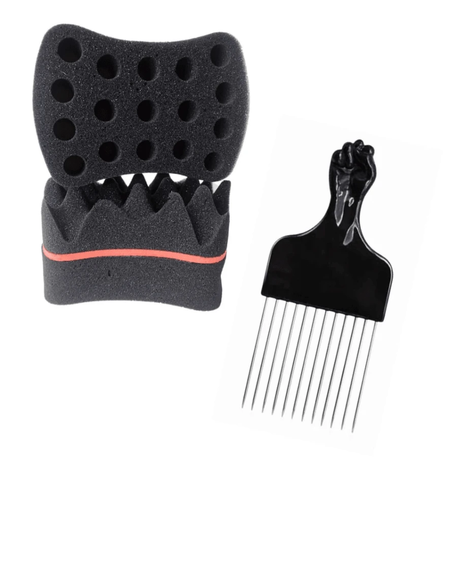 Nudred Hair Curling Sponge Double M 16 Mm + Afro Metal Comb - 黑色 - 查看 1
