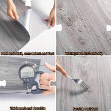 12/24pcs Self-Adhesive Wood Grain Floor/Wall Stickers, Easy To Install, Suitable For Indoor Wall & Floor Decoration, Waterproof, Anti-Mold, Anti-Oil, Anti-Slip - 彩色 - 查看 6