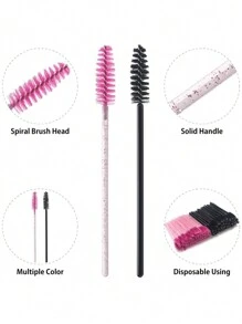 100支一次性睫毛刷，睫毛膏梳眉刷 - 化妆工具（黑色+粉色），眉刷，眼影刷，化妆刷 - 彩色 - 查看 6