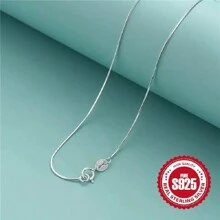 1pc 925 Sterling Silver Simple Chain Necklace, A Fashionable Jewelry Gift For Girls.