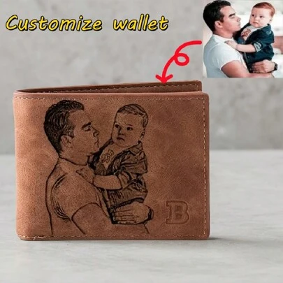 Cartera personalizada con foto grabada - para hombres y mujeres/parejas/padres/regalos universales. Billetera para tarjetas de crédito personalizada, práctica, plegable, funcional, de gran capacidad, para San Valentín, estilo Y2K, sobria, adorable, vintage, uso casual/viajes, personalizada, única, para novia, novio, familia, amigos