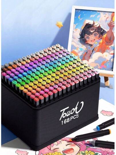 168er Markerset, spezielle Wasserfarben-Stifte für Studenten, spezielle zweiseitige ölbasierte Markerstifte für Studenten, Markerstifte speziell für Oberschüler, kompatibel mit Skizzenbüchern von Studenten, 36/80/120/168 Farben Schulanfang