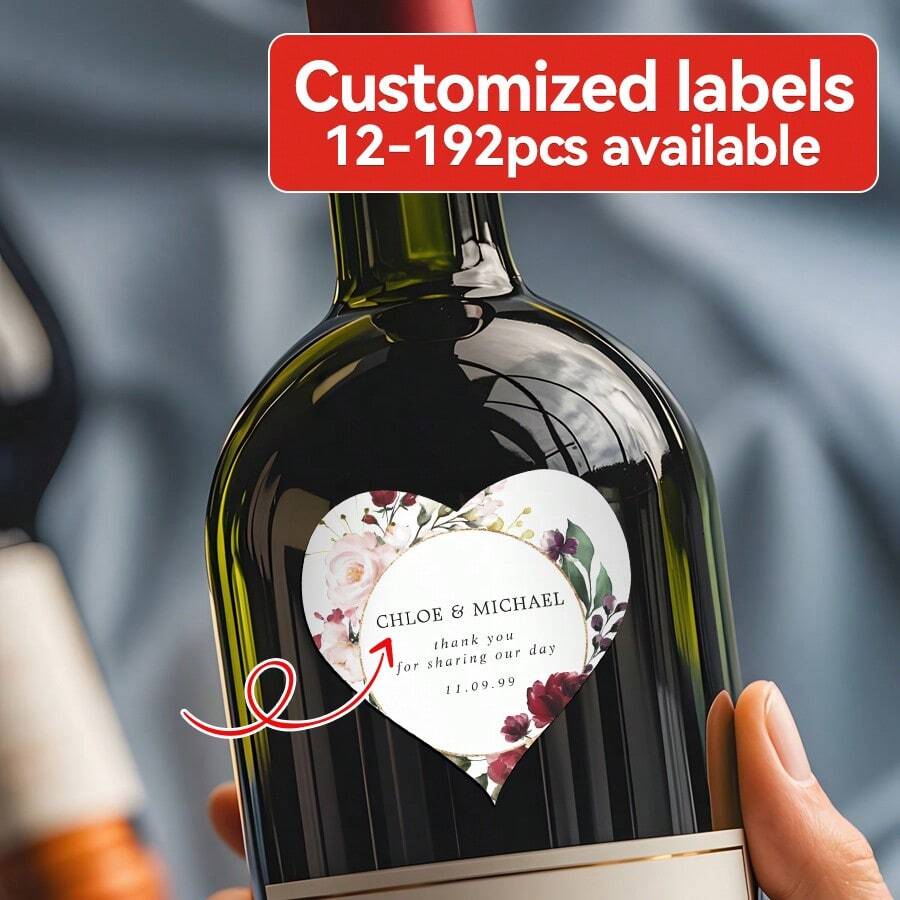 Adesivi Personalizzati CrisPhy Per Matrimonio Con Nome E Data - 116 Etichette Cuore Vintage In 3 Misure - 3