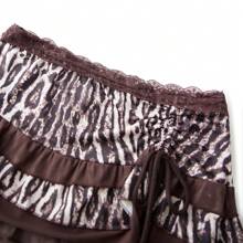 Women Mini Short Skirt Low Waisted Leopard Print Ruffle Lace Edge Fashion Short Skirt - cà phê - Xem 5
