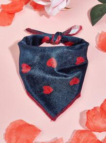 1pc Polyester Heart-Shaped Pet Bandana, Suitable For Small Poodle And Bichon Frise Dogs, Suitable For All Seasons