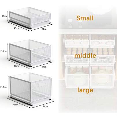 Cabinet Organizer On Wheels-Versatile Storage Solution For Kitchen, And Bedroom-Durable Metal, Open Top Design, Baskets, Bins And Containers For Home Organization;
