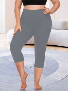 6PCS Set Plus Capri Leggings For Women Spring Yoga Pants High Rise Tummy Control Full Way Stretch Pocket Leggings - 2gray+2blue+2black - 查看 4