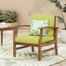 28.25" Arm Chair, Modern Club Chair With Water-Resistant Fabric Upholstered, Backrest, Adjustable Footrest, Wooden Frame, Lounge Chair For Backyard, Patio, Garden