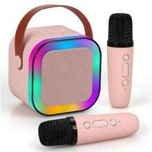 K12 Wireless Karaoke Speaker With Microphone, Mini Portable Bluetooth Karaoke Speaker With 2 Mics - Hồng - Xem 1