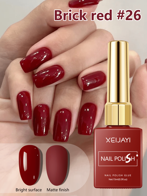 1pc 15ml Brick Red Gel Nail Polish Starter Pure Soak Off No Wipe Nail Gel Polish Suitable For All Seasons Valentine's Day Valentines Nails