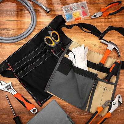 Tool Bag Waist Tool Pouch Electrician's Pouch With Pockets Adjustable Belt For Electricians Carpenters Gardeners Construction Workers