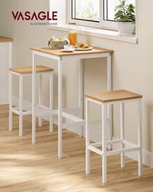 VASAGLE Ensemble Table de Bar avec Tabourets, Table à Manger avec 2 Chaises, Petite Table de Cuisine, Chaises de Bar, pour Salle à Manger, Cuisine - Beige - Voir 3